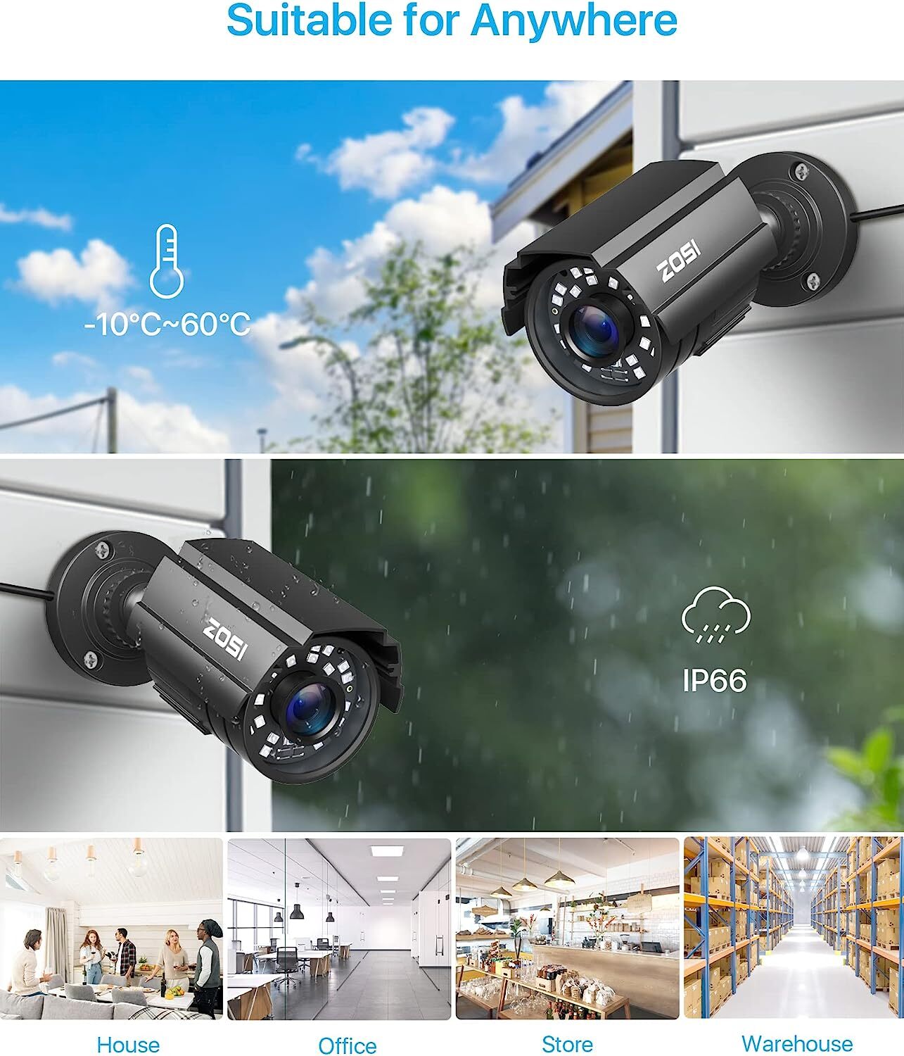 ZOSI Used 4PK 1080P TVI Day Night 24 IR Leds Outdoor CCTV Bullet Security Camera