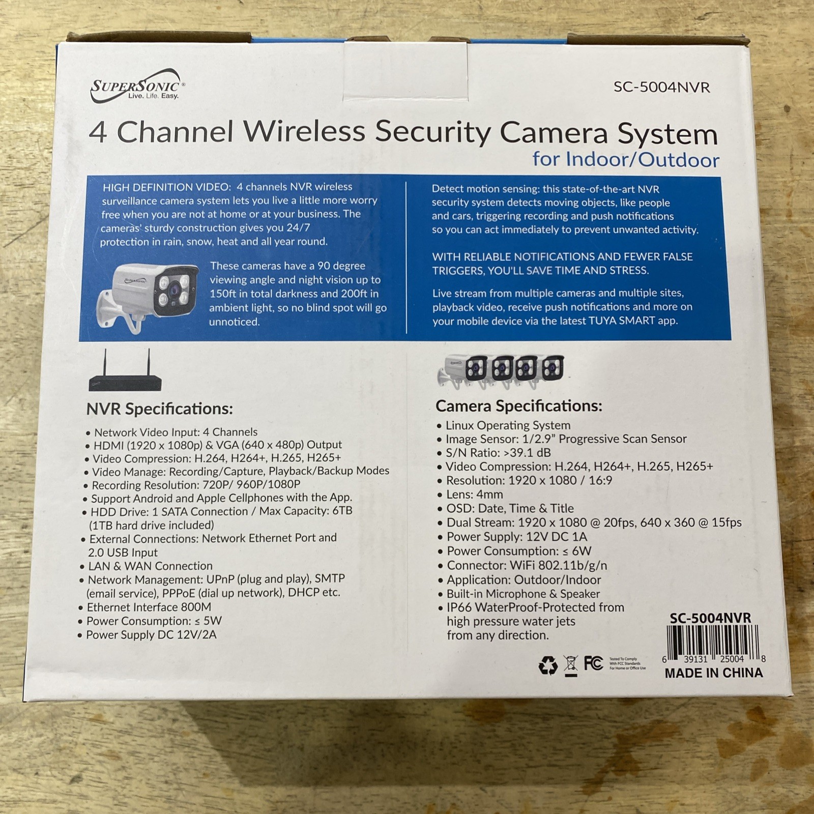 SC-5004NVR 4-Channel Wireless Security Camera System +Full HD(1080P) +1TB Memory