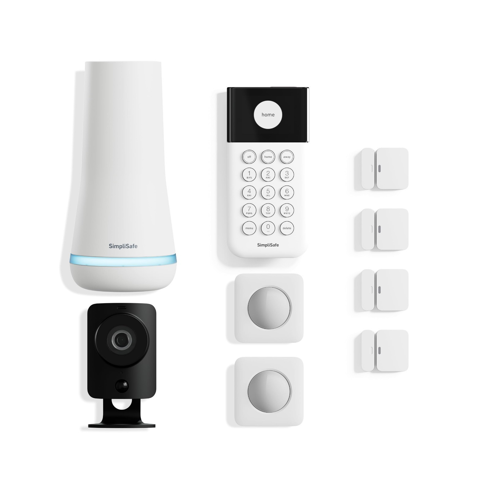 Wireless Home Security System 9 Piece Set w/HD Camera, 24/7 Monitoring, Alexa &