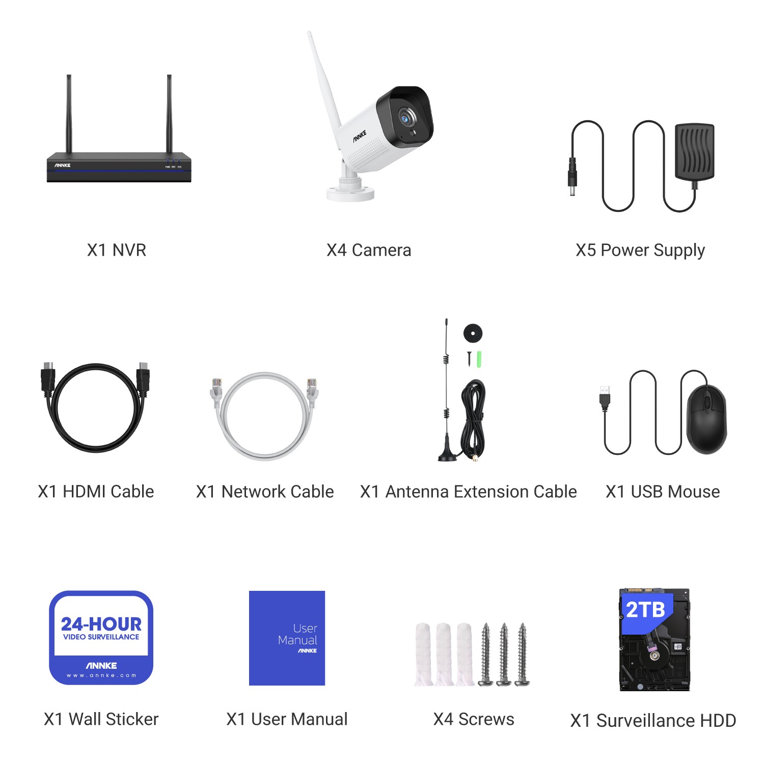 ANNKE Wireless 8CH NVR 5MP Security Camera System Two Way Audio Outdoor 2TB