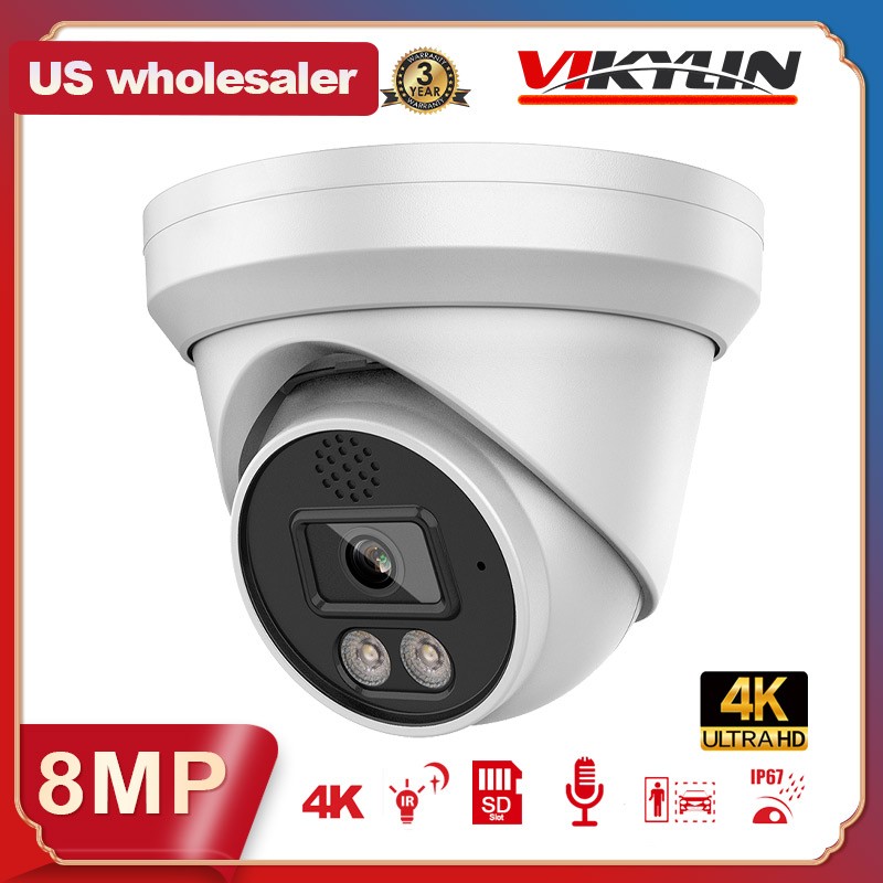 Vikylin 4K 16CH 16 POE CCTV System 8MP IP Camera IR 30m Speaker+Audio Indoor Lot