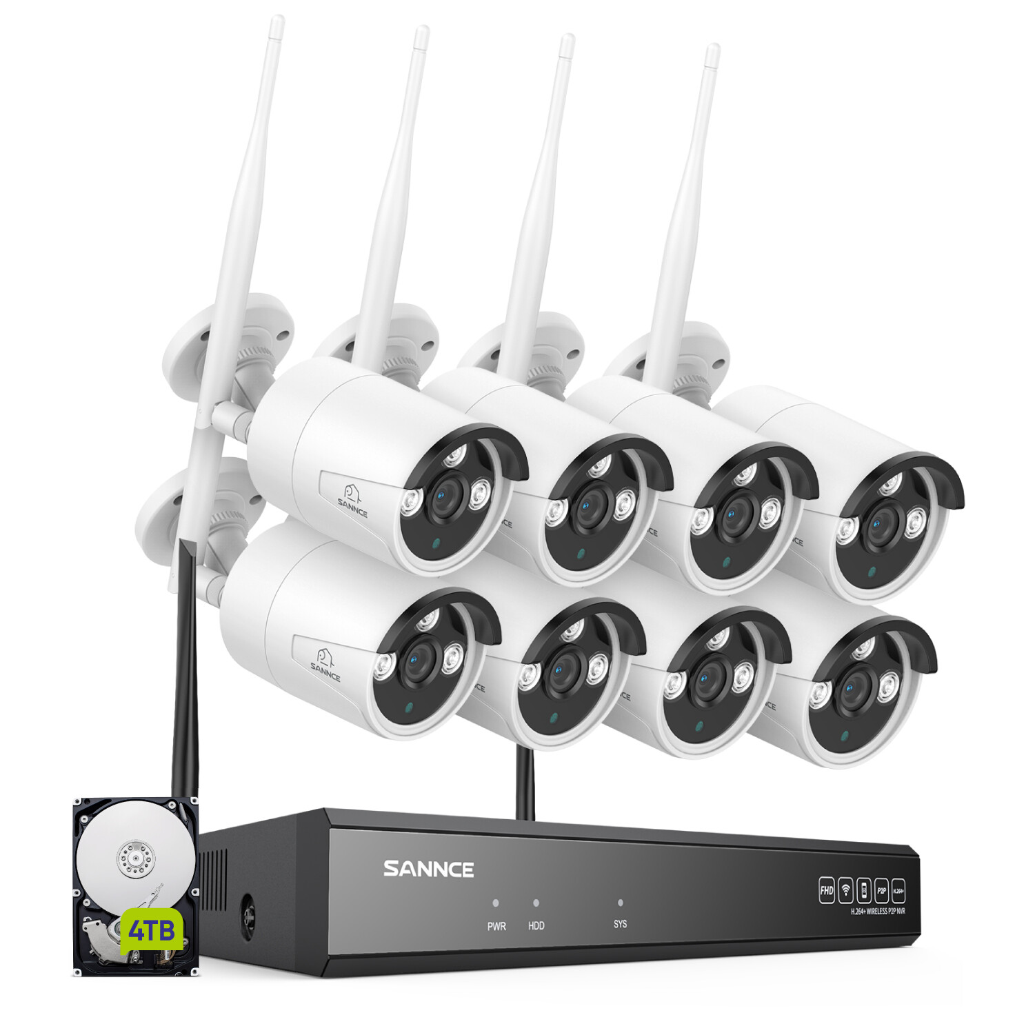 SANNCE Wireless 10CH 5MP NVR 3MP Security IP Camera System 2-Way Audio Recording