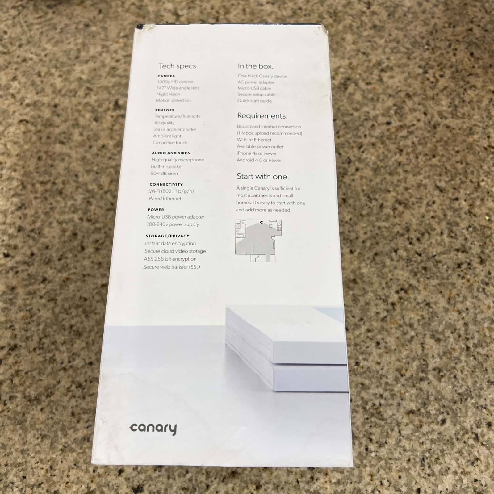 Canary CAN100USBK Smart Home Security Wired Camera Black New