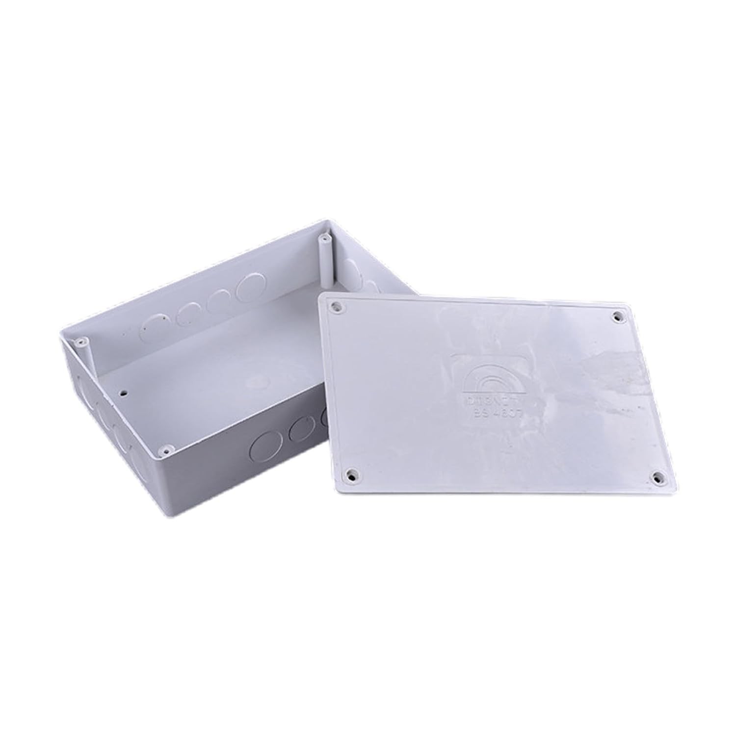 9″ x 6″ x 3″ PVC Plastic Junction Box with Pre Molded 3/4″ & 1″ Punch white