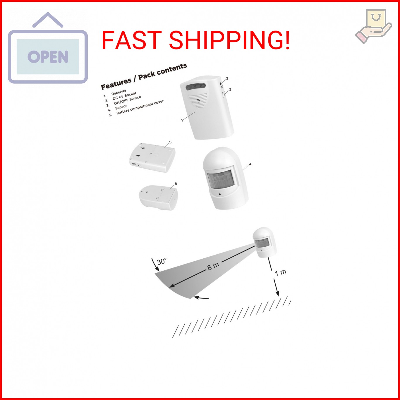 Wireless Driveway Alarm,Home Security Alarm,PIR Motion Sensor Alert System