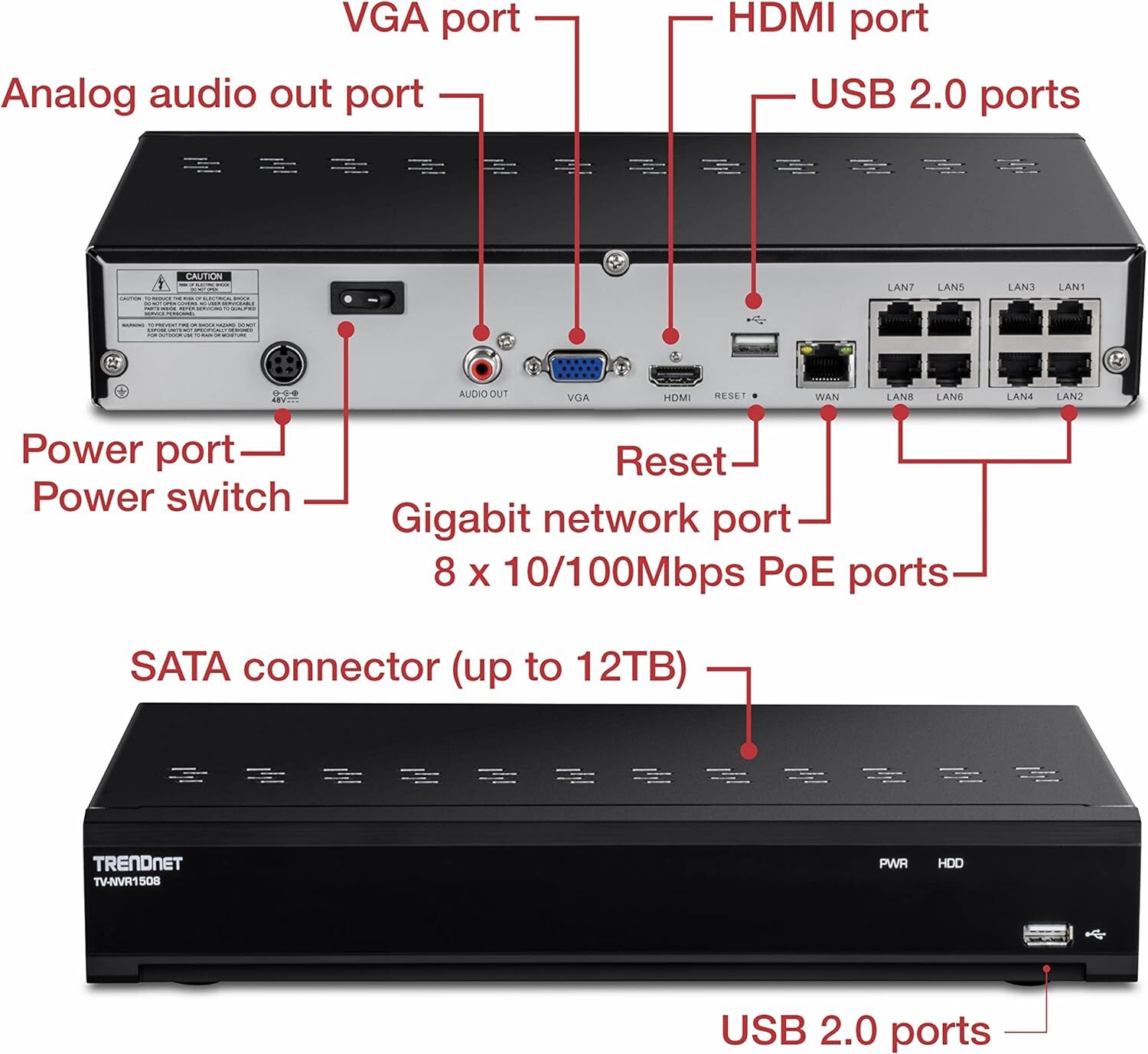 TRENDnet TV-NVR1508 8-Channel H.265 4K (8MP) PoE NVR