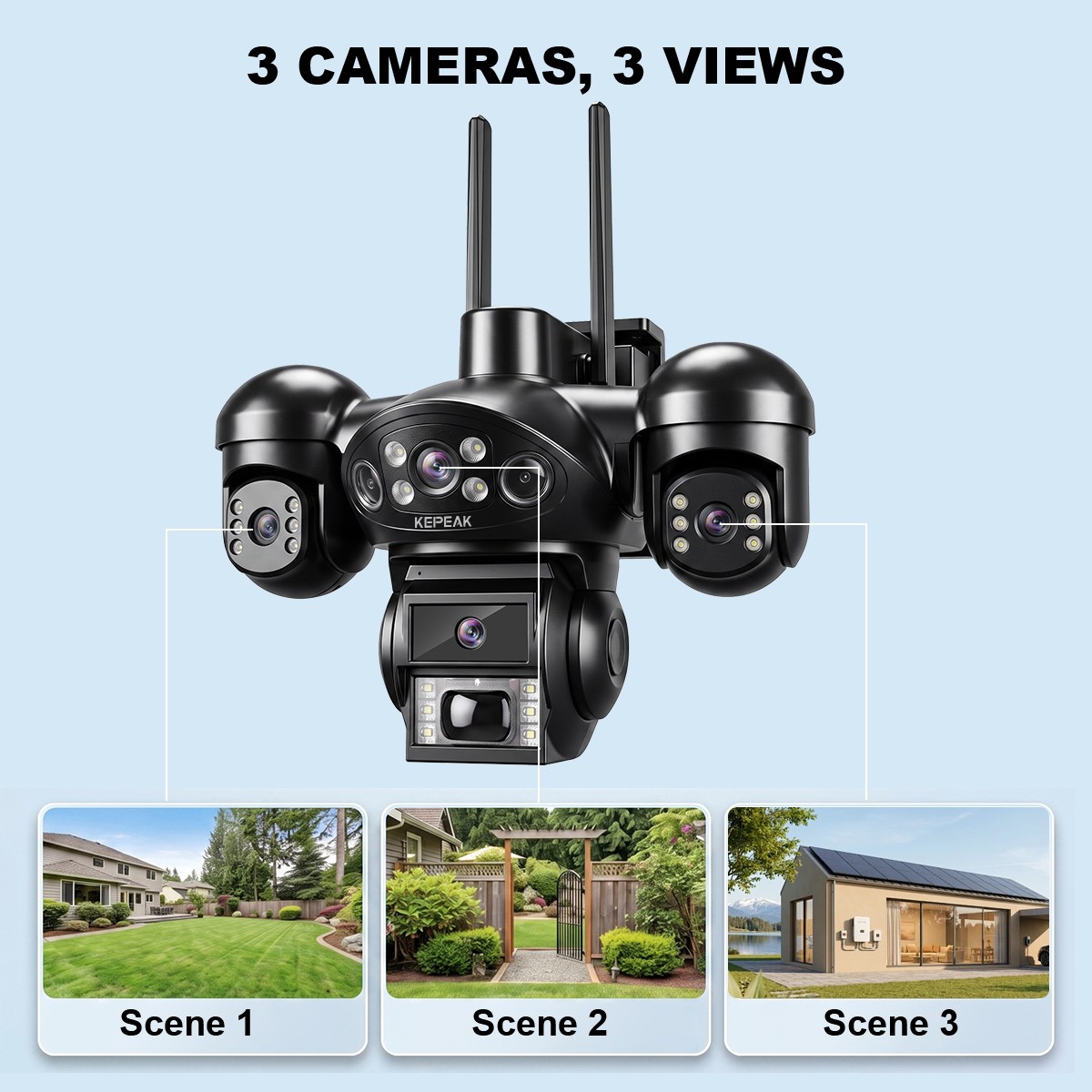 4PCS Camara De Seguridad Solar Inalambricas Para Exterior Con Vision Nocturna HD
