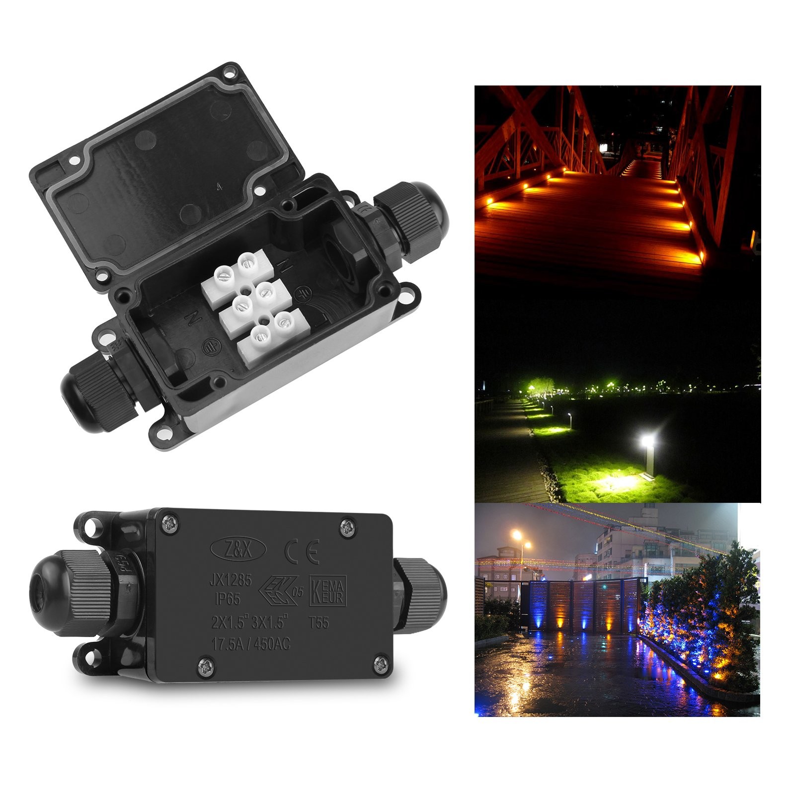LemonBest 2pcs Waterproof Outdoor External 2 Way PG9 2 2 Pack, Black