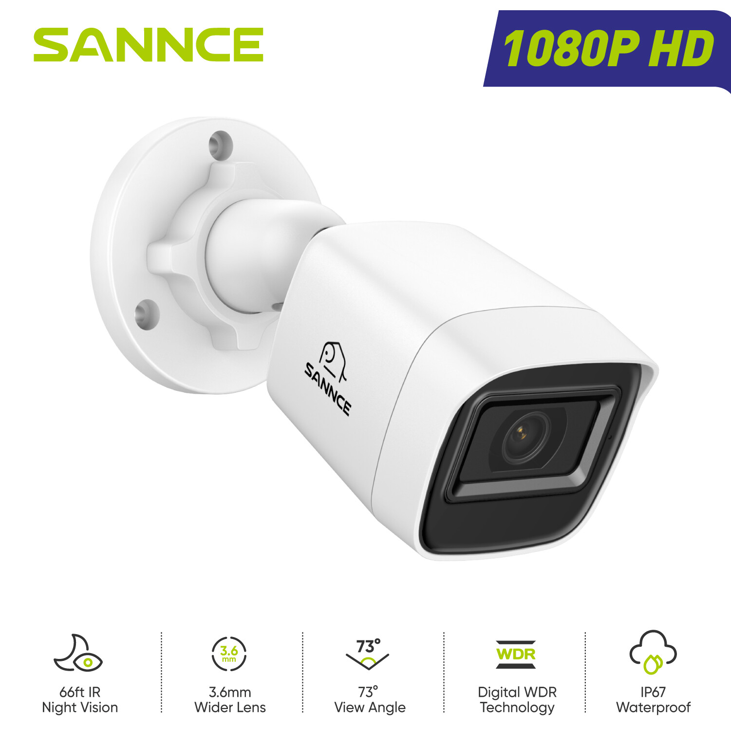 SANNCE 1080P Outdoor Camera IR Night Vision 2MP Security System for TVI CCTV DVR