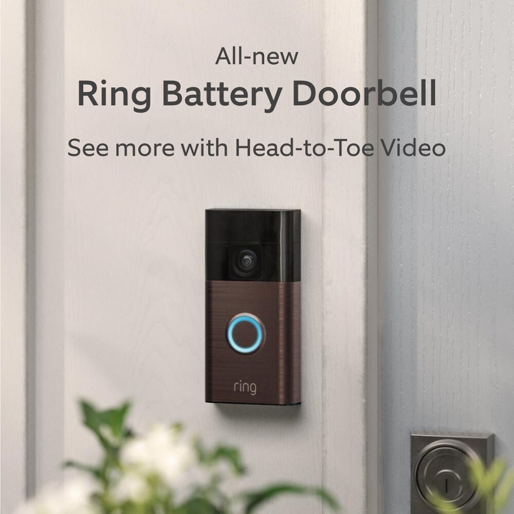 Ring Battery Doorbell Venetian Bronze Smart Wi-Fi with Outdoor Cam Plus White