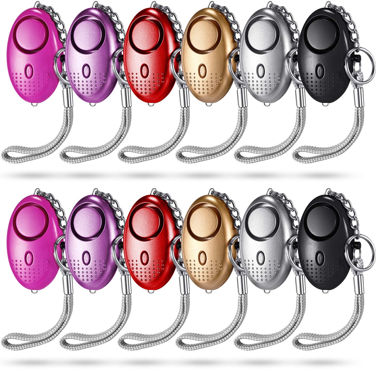 12-Piece Personal Alarm Set, Emergency LED Light Keychain Alarms in 6 Colors …