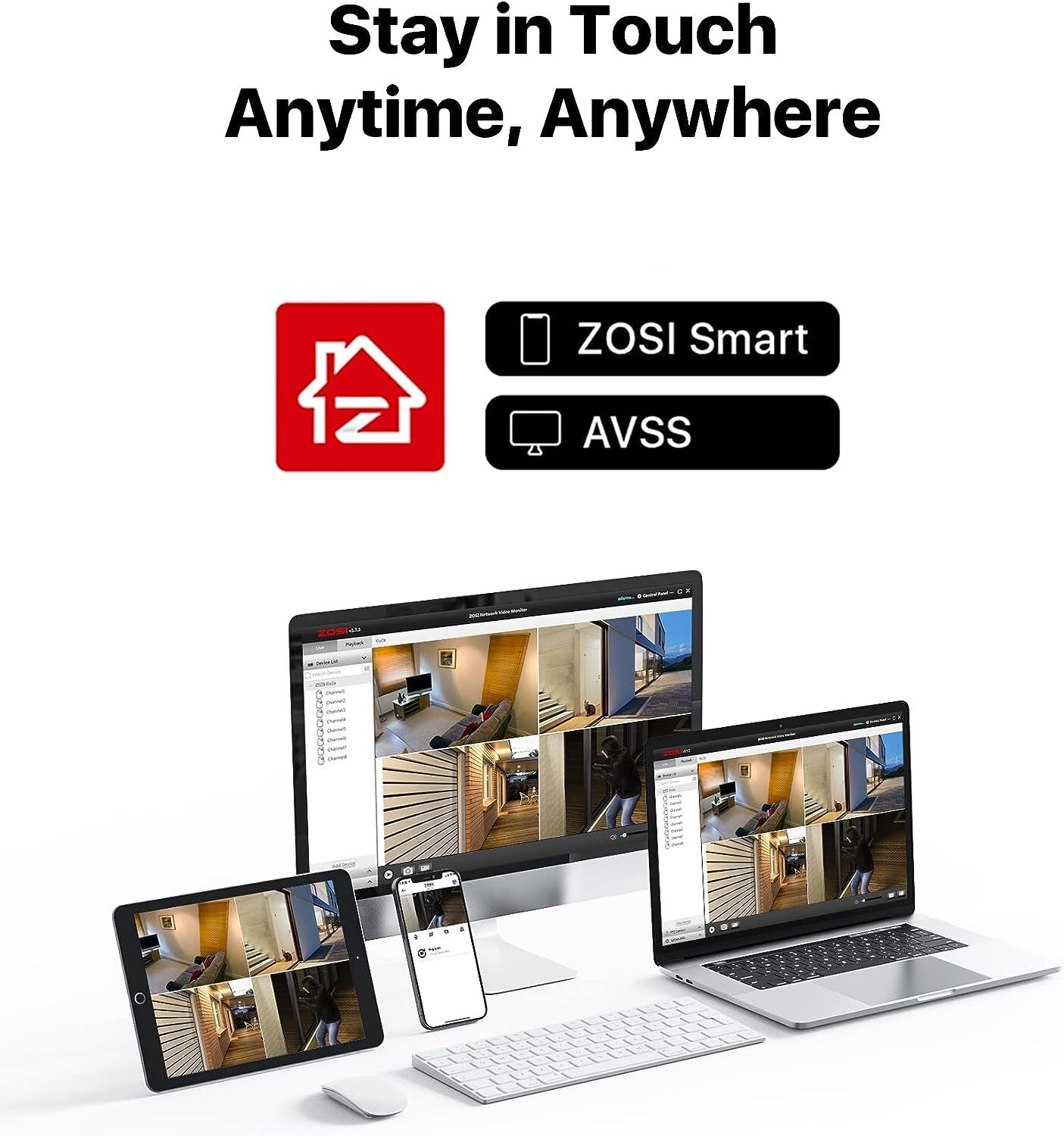 ZOSI 8CH NVR 4K PoE IP 5MP Outdoor Security Camera System Human Detection 2TB