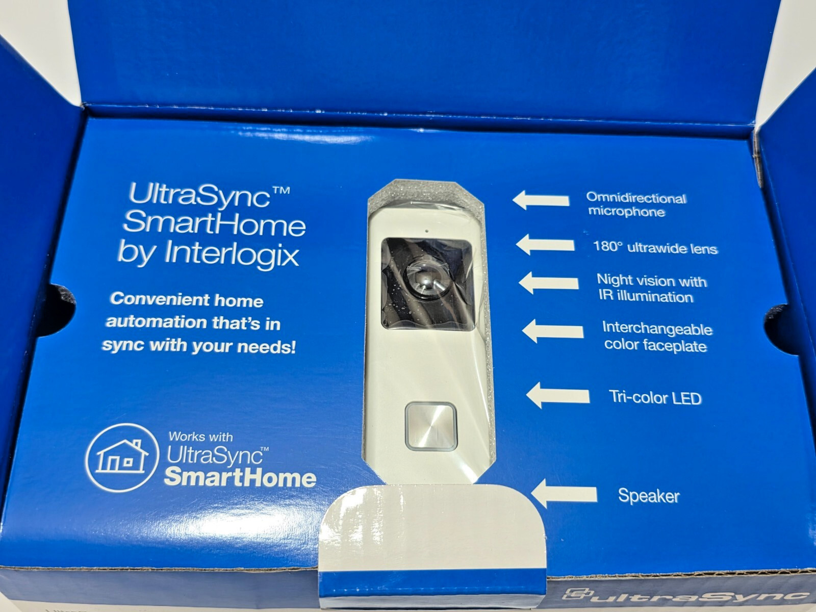 Interlogix UltraSync WIFI 1080p Doorbell Camera RS-3240 Silver/Black NEW