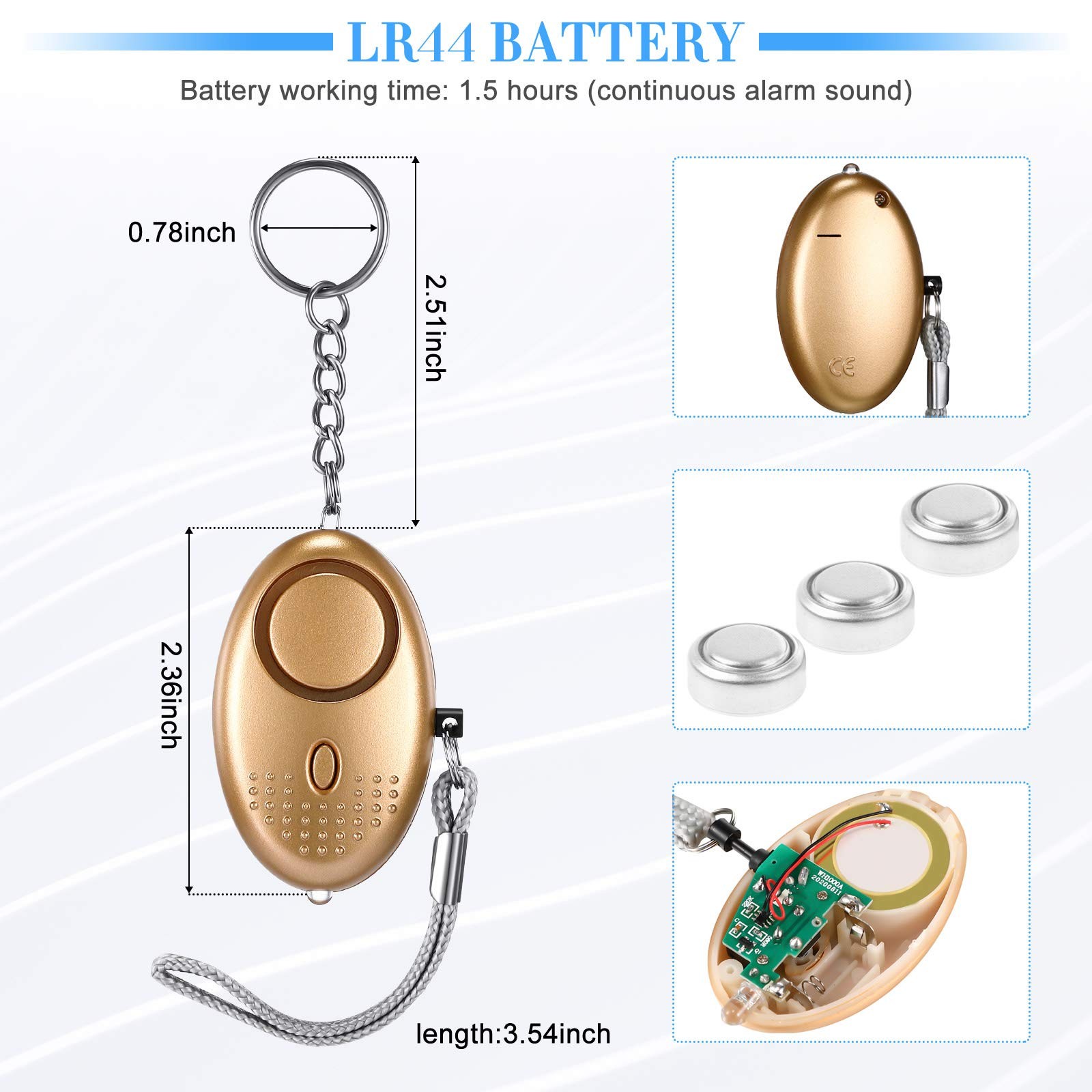 12-Piece Personal Alarm Set, Emergency LED Light Keychain Alarms in 6 Colors …