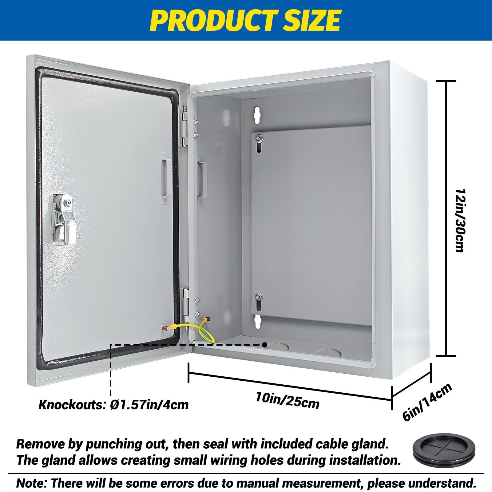 Electrical Box 12 x 10 x 6” Steel Junction 12x10x6in, silver