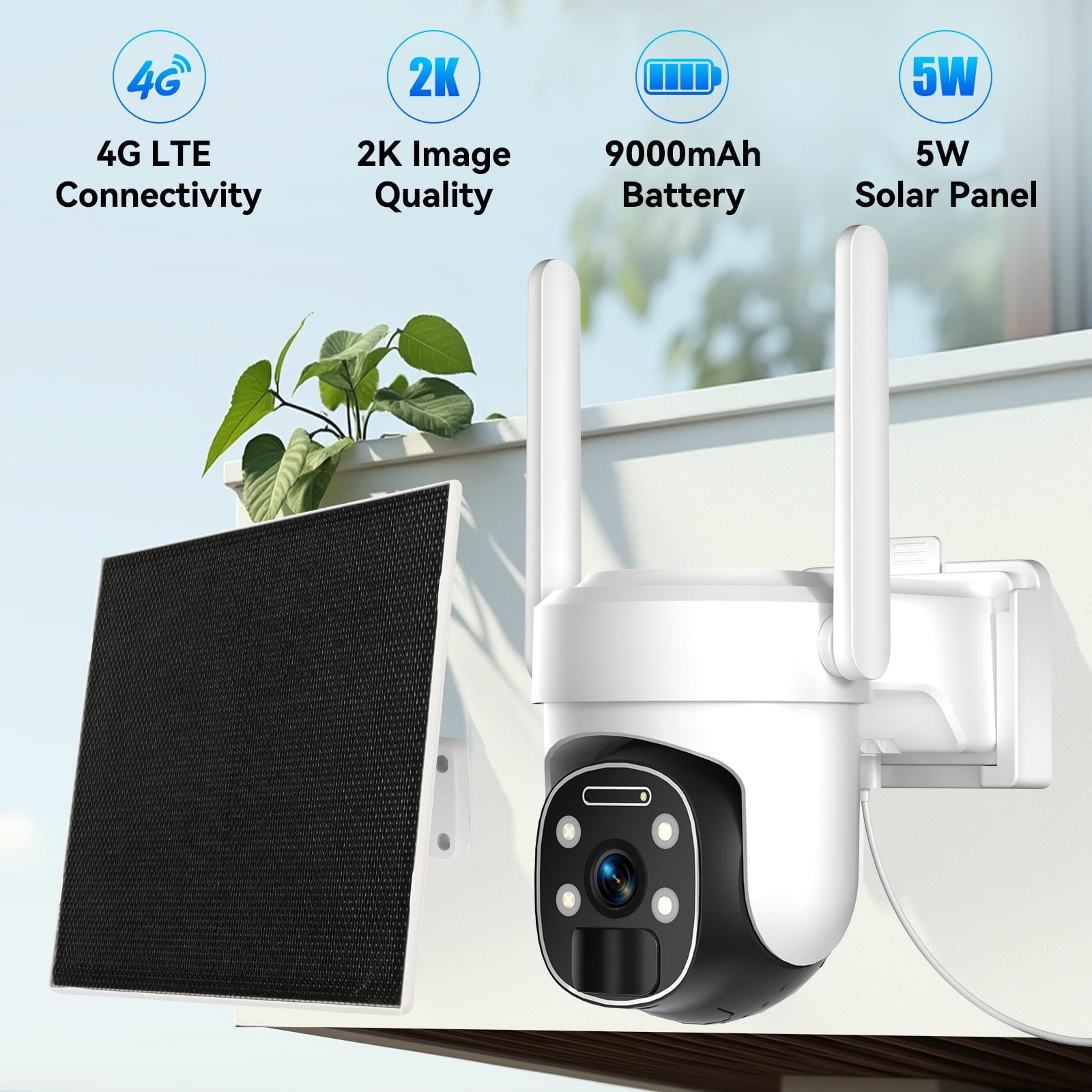 1PACK Solar Camera 4G LTE Wireless Security Camera Outdoor Solar Battery Camera