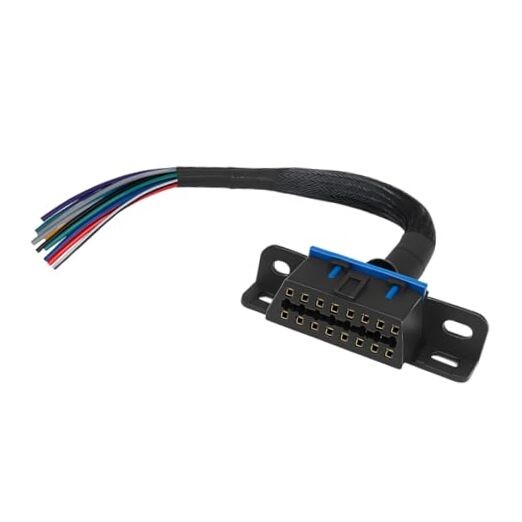 OBD2 J1962F Female to Open Pigtail Cable with Mount Bracket, 1FT/30CM 16PIN 1PC