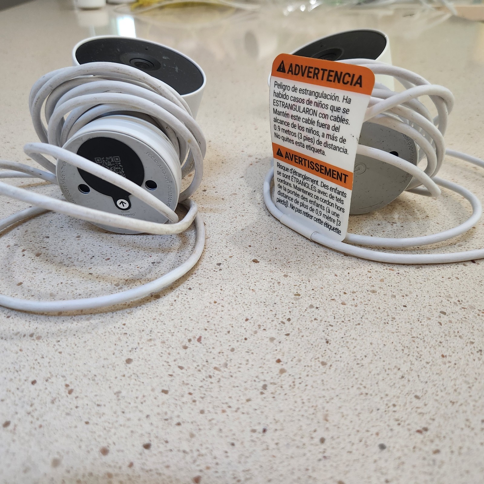 Two Google Nest Security Cams Indoor 1080p Wired 2nd Gen. GJQ9T (White Snow)