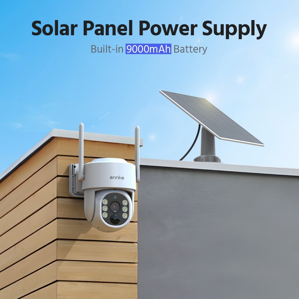 Annke 4MP Wireless Solar Battery Powered Security Camera System PT Color Night