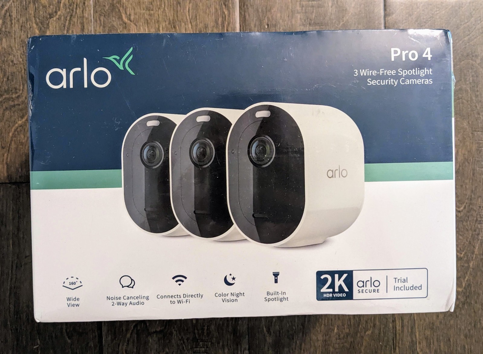 Arlo Pro 4 Spotlight Camera, VMC4350P, 3 Pack, White