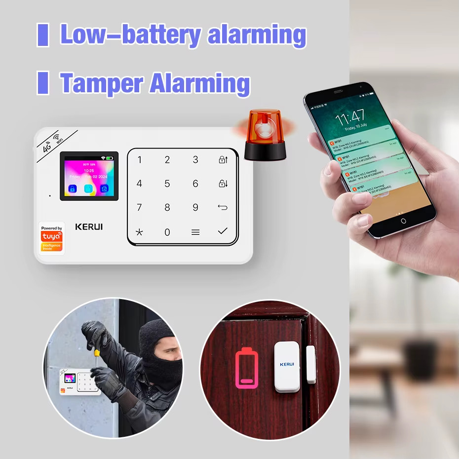 Home Alarm System Support Alexa W184 Tuya Smart Home Security Alarm 4G/WiFi Wire