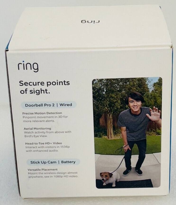 Ring Doorbell Pro 2 with Stick Up Cam Night Vision and 2 Way Audio, NEW