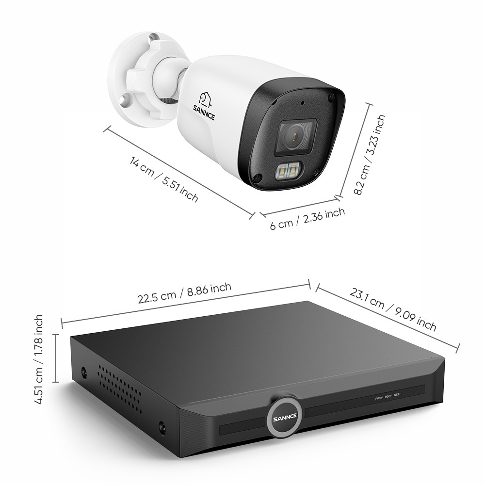 SANNCE 8CH NVR 3MP Audio PoE IP Security Camera System Color Night AI Detection