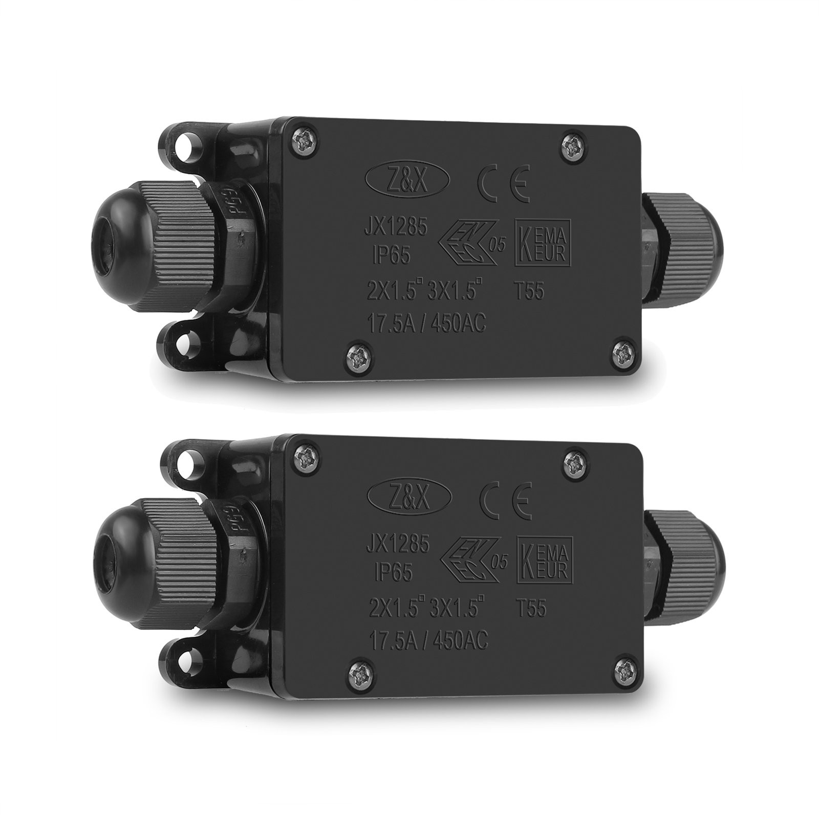 LemonBest 2pcs Waterproof Outdoor External 2 Way PG9 2 2 Pack, Black