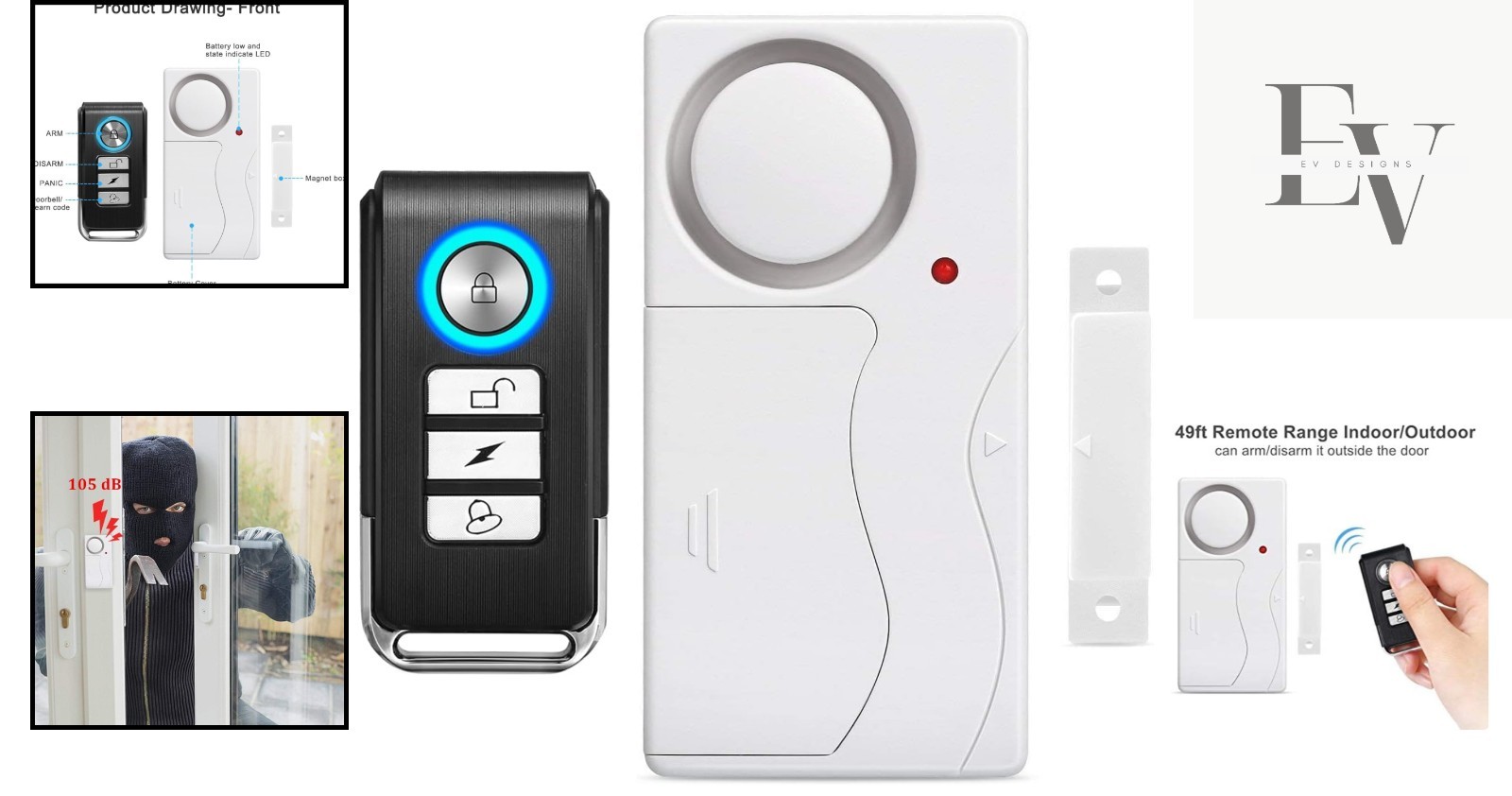 Wireless Anti-Theft Door Alarm with 105dB Sound – Remote Control Security System