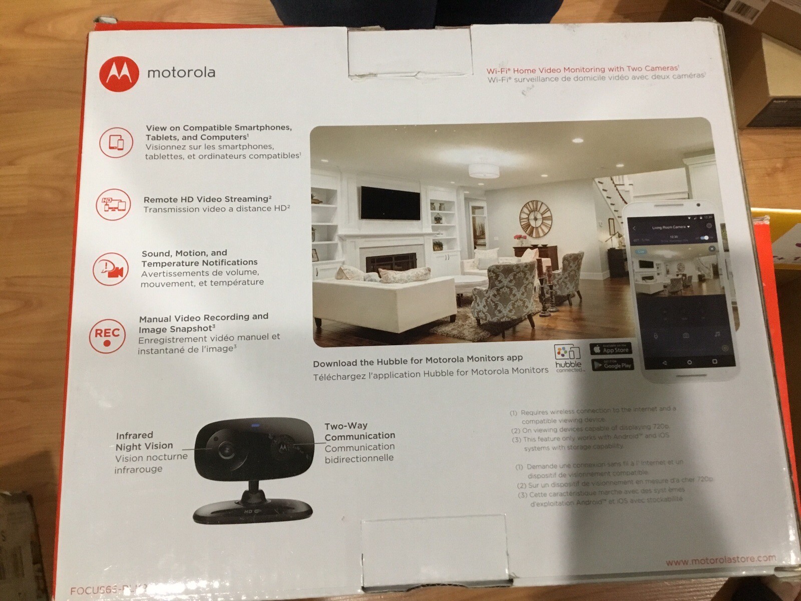 2X Motorola Focus66 Wifi HD Home Baby Monitoring Security Camera with Hubble