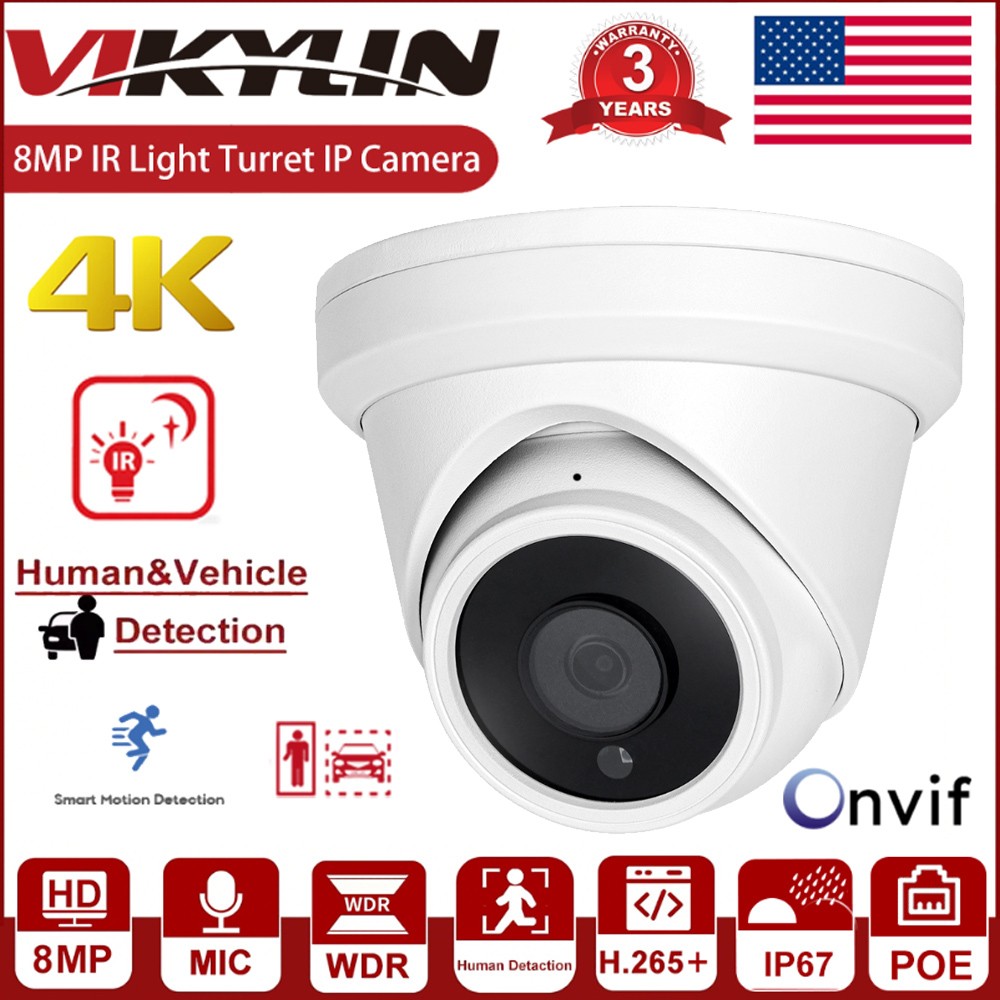 Vikylin 8CH 8POE Home CCTV Security Systems 4K 8MP IR30M IP Camera Outdoor Lot