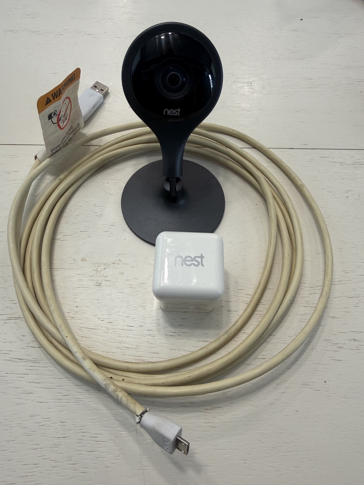 Google Nest Cam Indoor A0005 Wi-Fi Security Camera w/ OEM Power Adapter & Stand