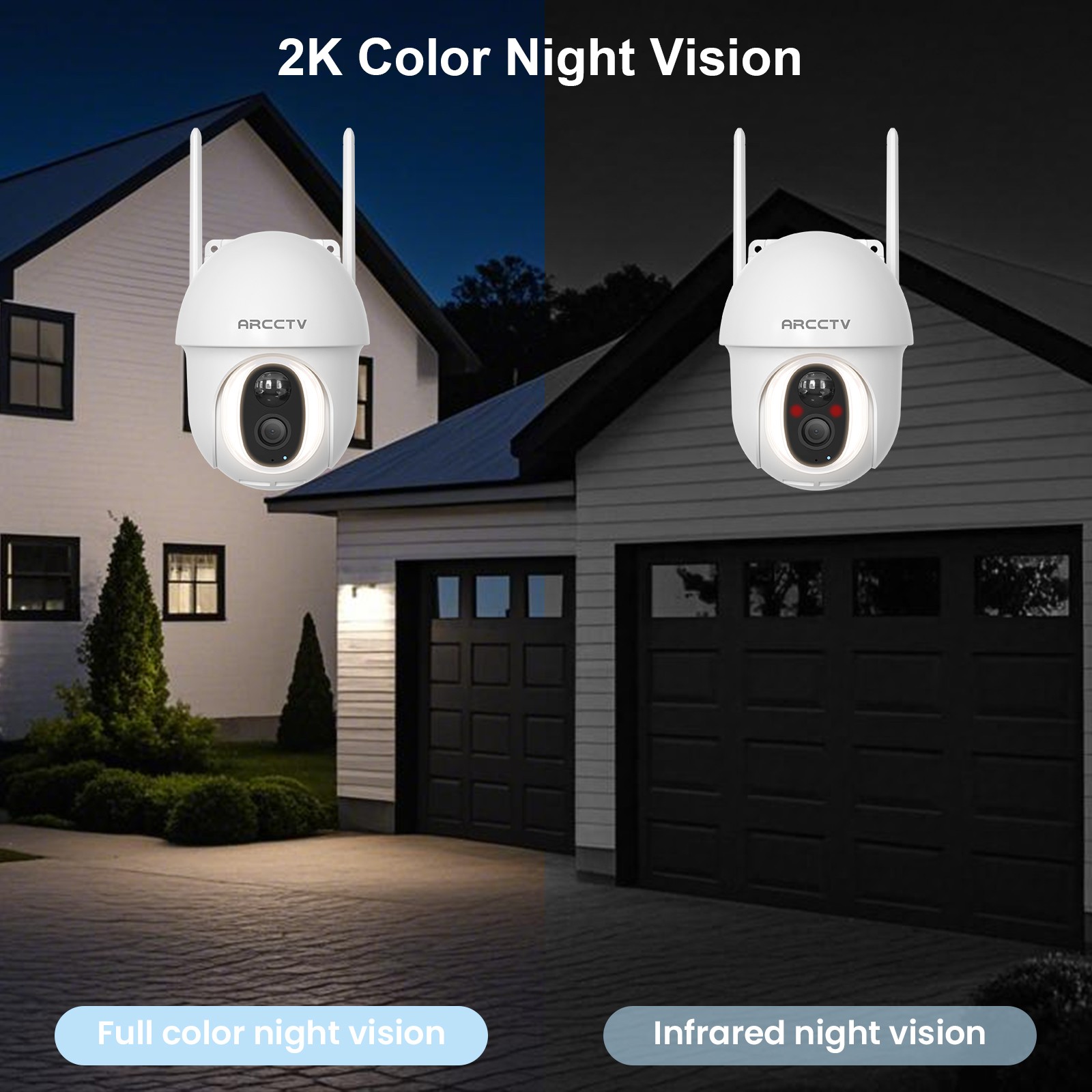 ARCCTV 4G LTE Outdoor Solar Security Camera 360° PTZ Wireless 2Way Audio 2PACK