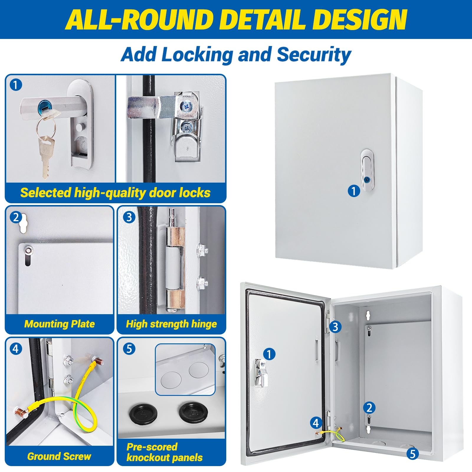Electrical Box 12 x 10 x 6” Steel Junction 12x10x6in, silver