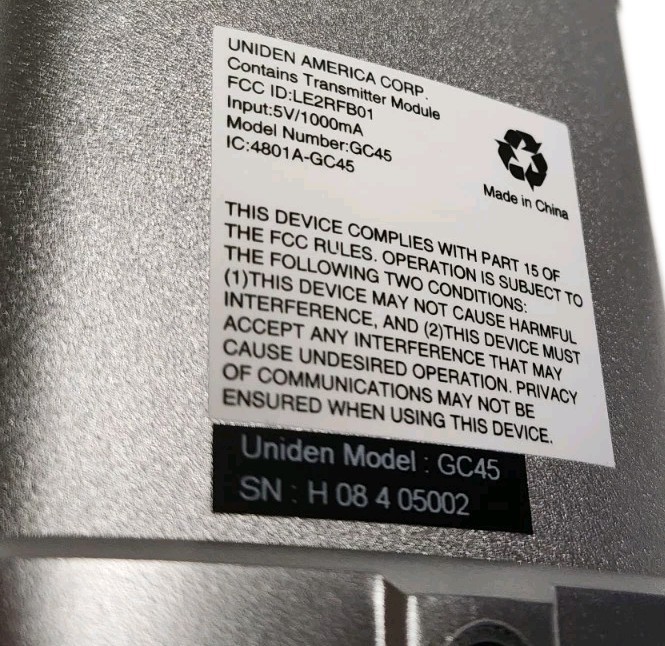 Uniden Guardian Wireless Indoor/Outdoor Security Camera GC45SW Silver