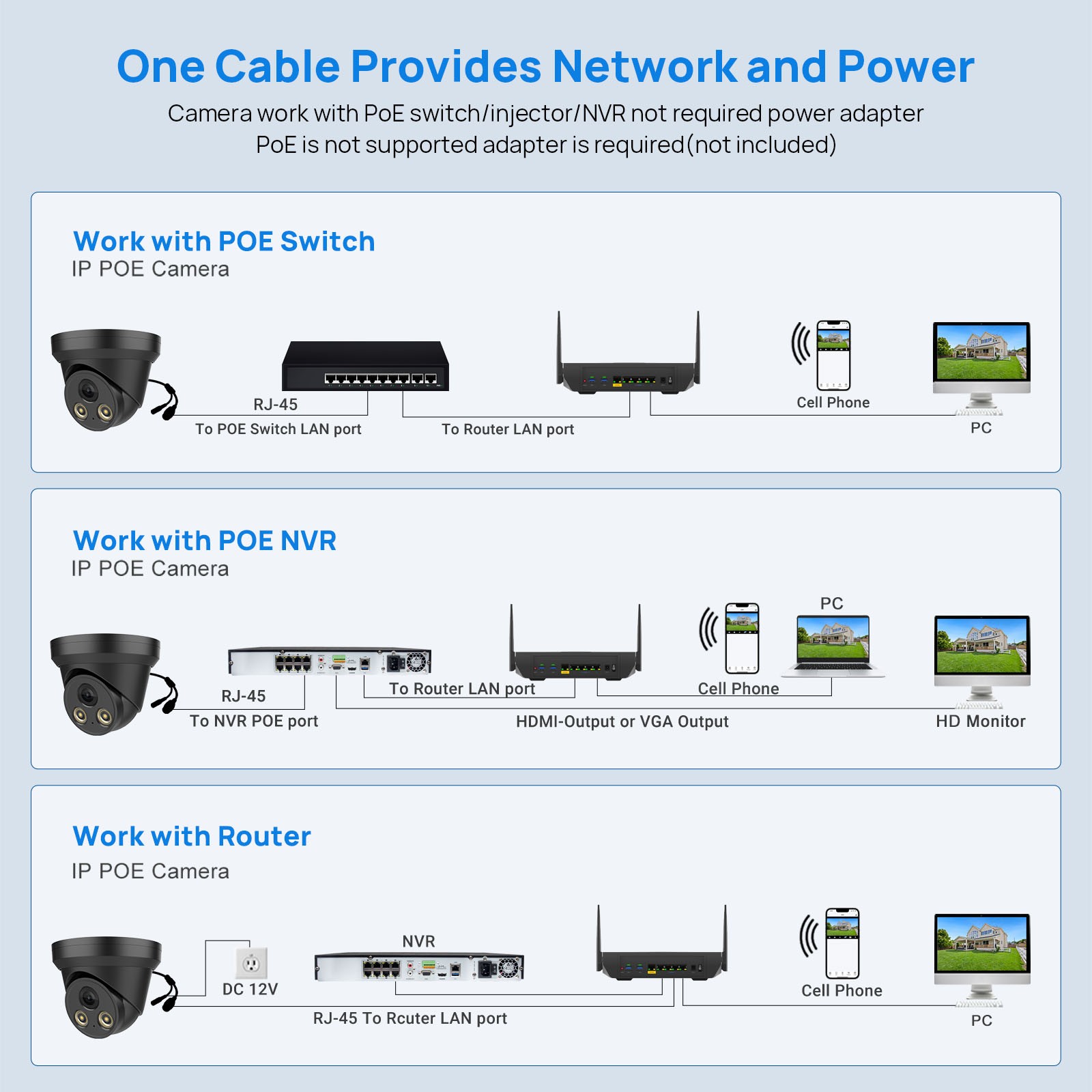 VIKYLIN 8CH 8POE NVR CCTV Systems Turret IR30M 8MP 4K IP CAMERA MIC Black Lot US