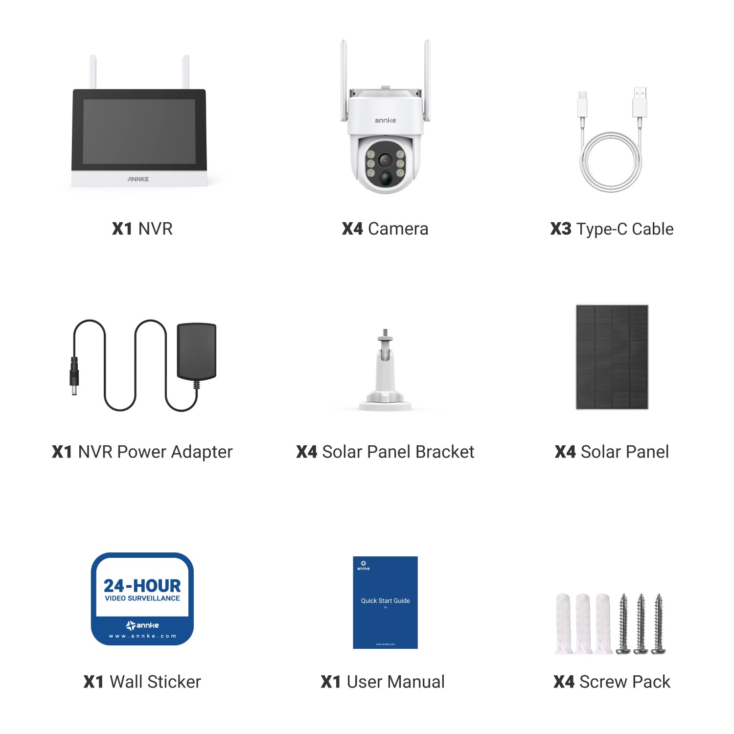 ANNKE Wireless 7″ Monitor 4MP PT Security Camera System Solar Power Two Way Talk