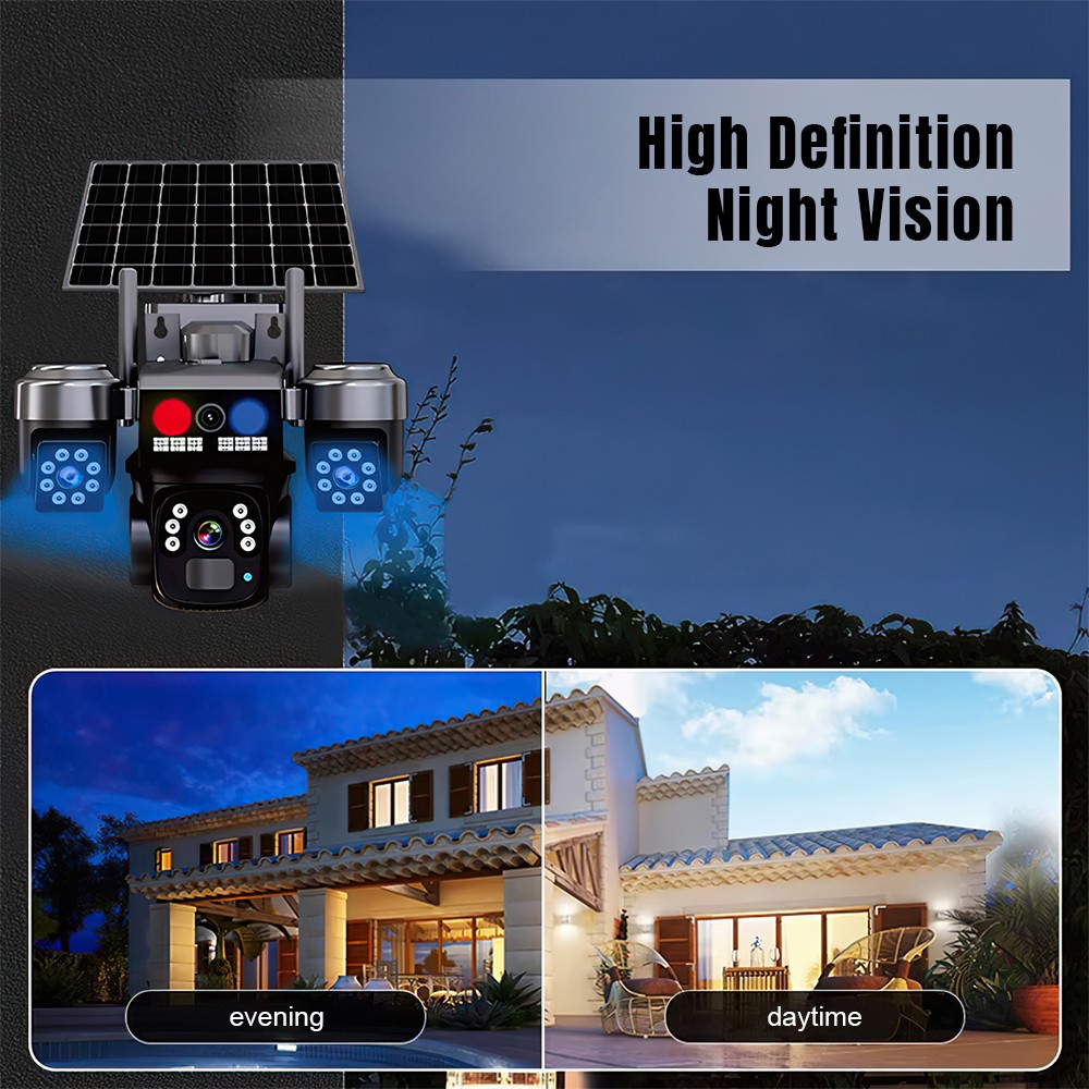Solar Battery Powered Wireless WiFi Outdoor Pan/Tilt Home Security Camera System