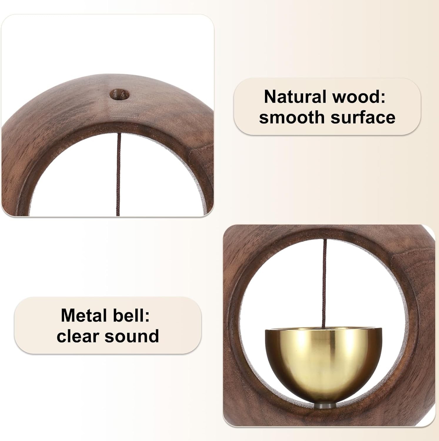 PATIKIL Shopkeepers Bell, Wood Door Chime Hanging Magnetic Bell Brown