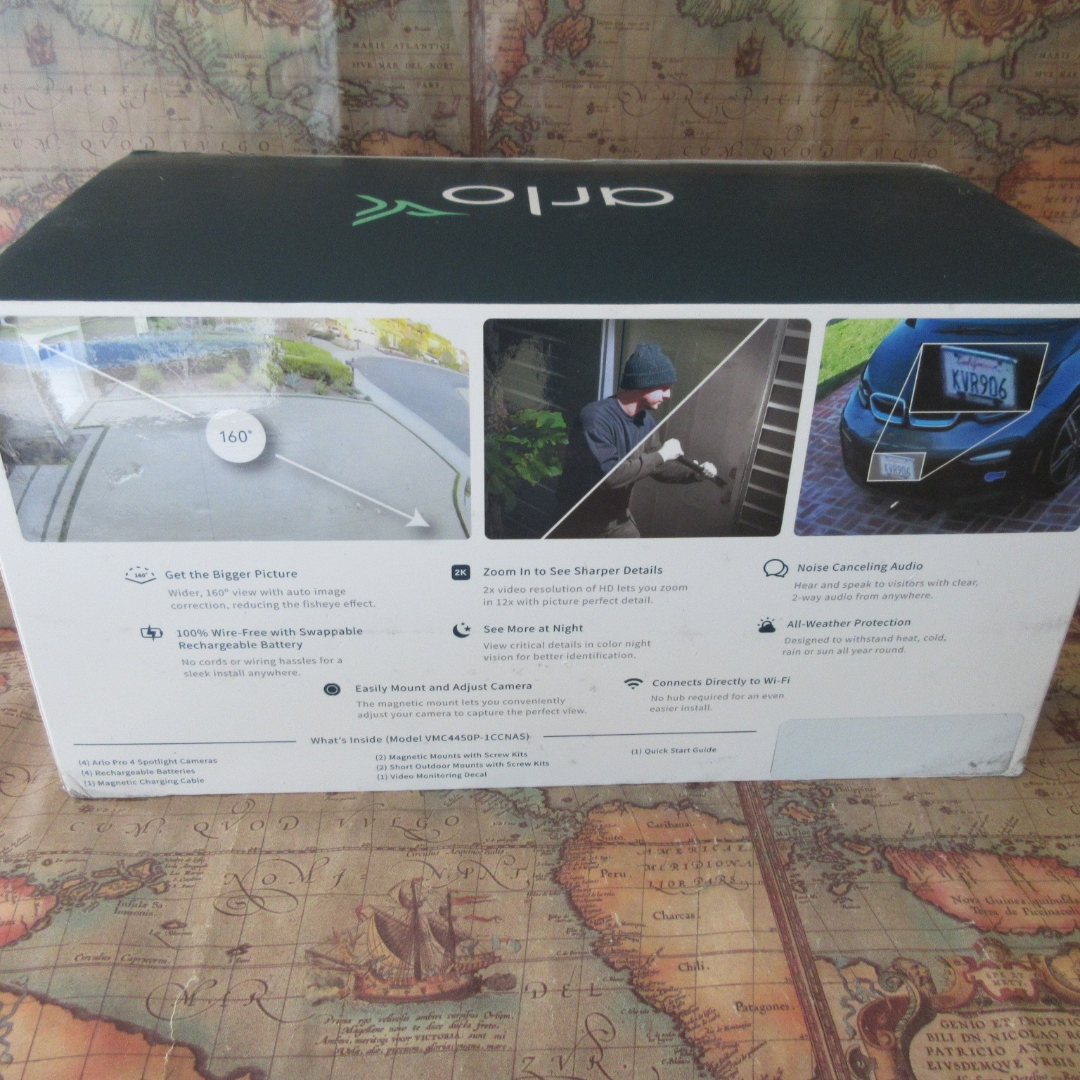 4 Pack Arlo Pro 4 Spotlight Wire-Free Camera Security System 2-Way Audio Bundle