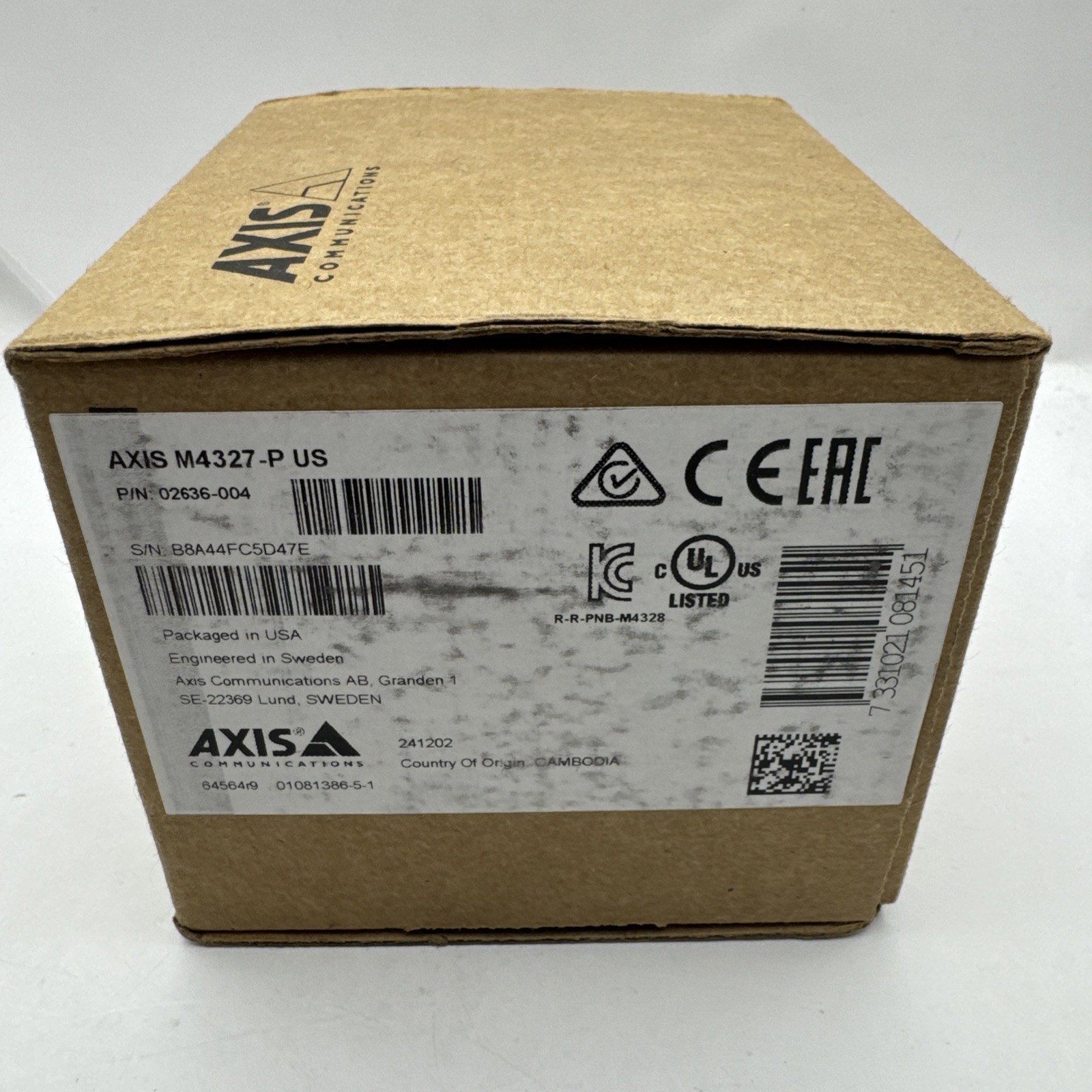 AXIS M4327-P Panoramic Interior indoor 6MP Camera 360 Degree Coverage 02636-004