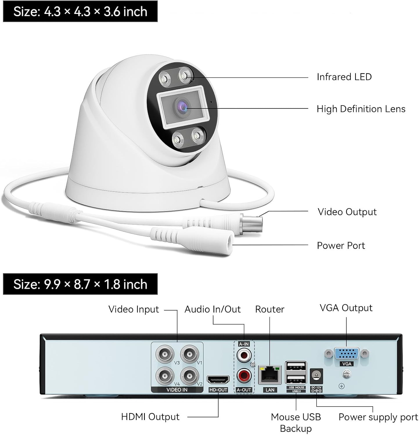 5MP Lite Security Camera System with 500G Hard Drive, 4 Channel AHD TVI DVR Reco