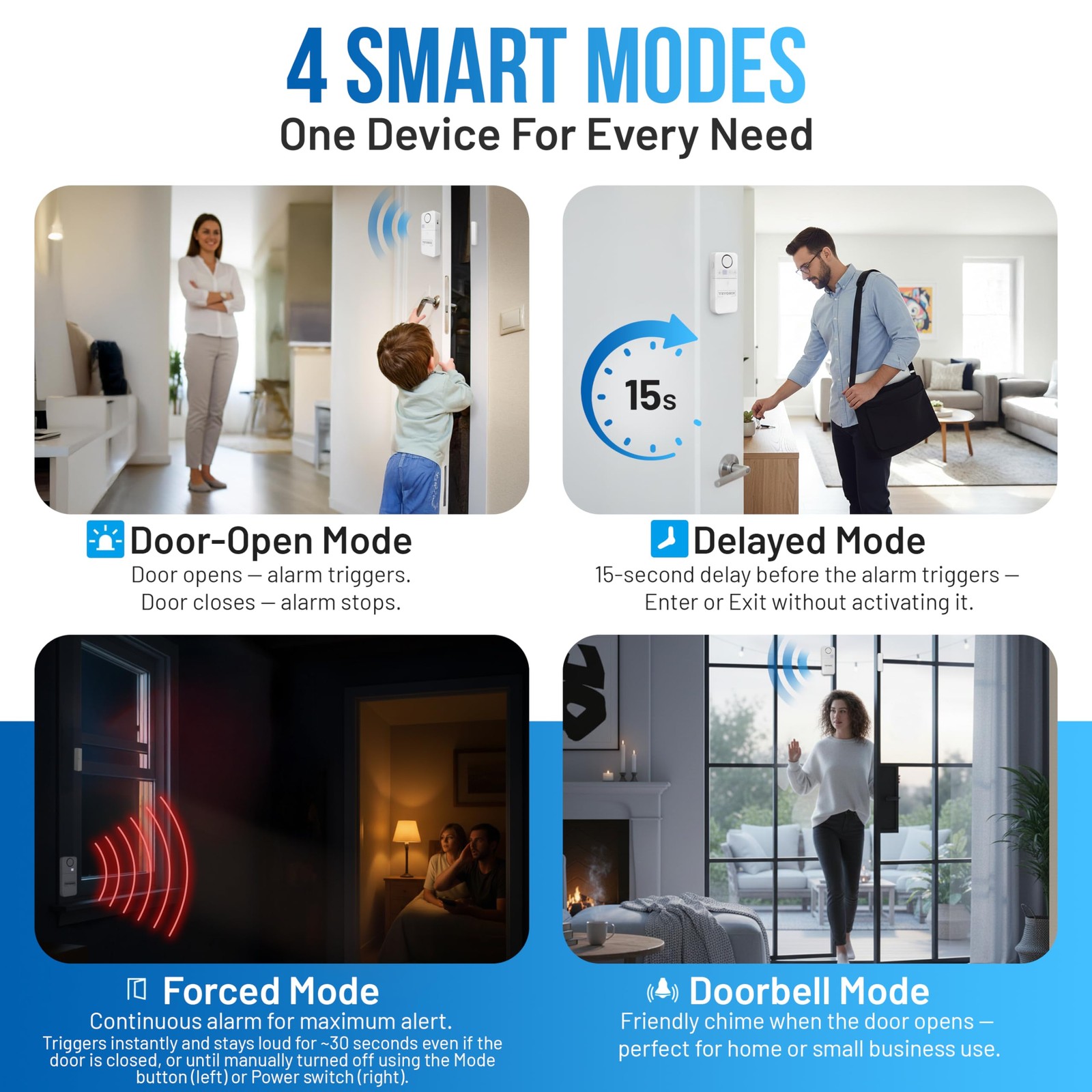 Door Alarms When Opened – 130 dB Loud Door & Window Alarm, 1.2” Wide Gap , In…