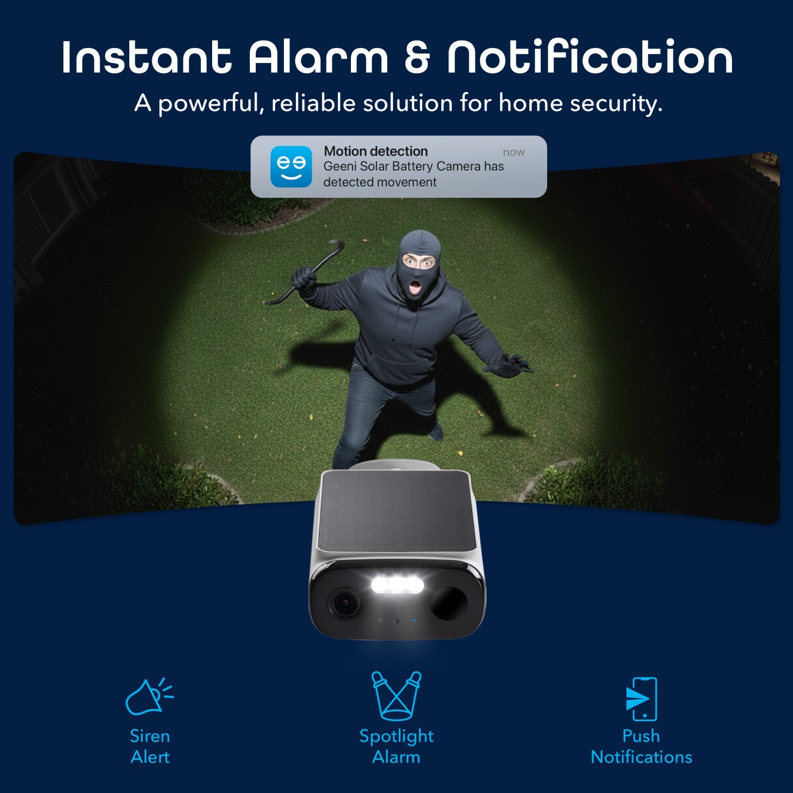 Geeni Falcon Solar Wireless Security Camera 5MP 2K+ Color Night Vision WiFi