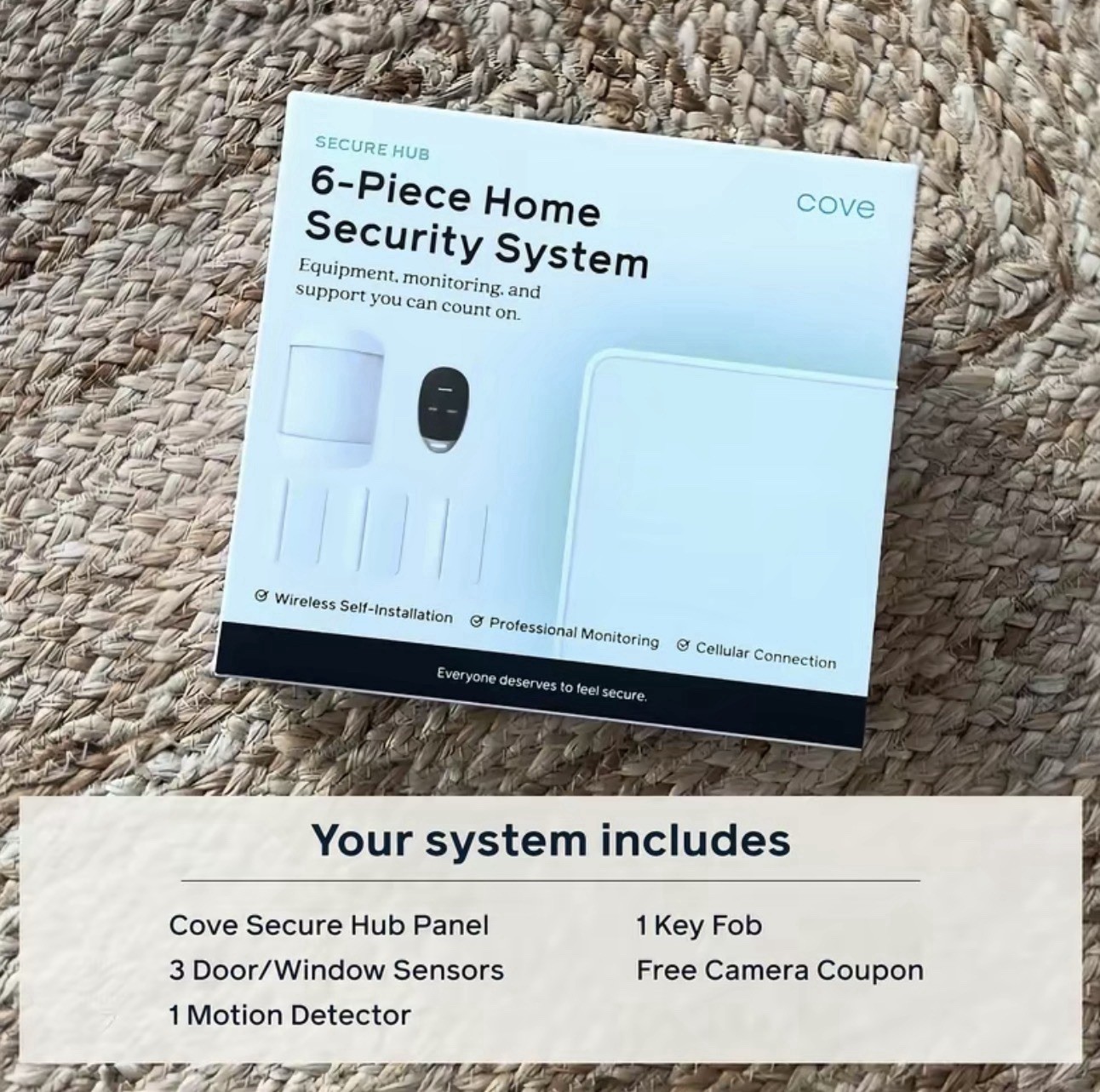 Cove Secure Hub Wireless Home Security System Kit w/ Keypad Sensors Alarm