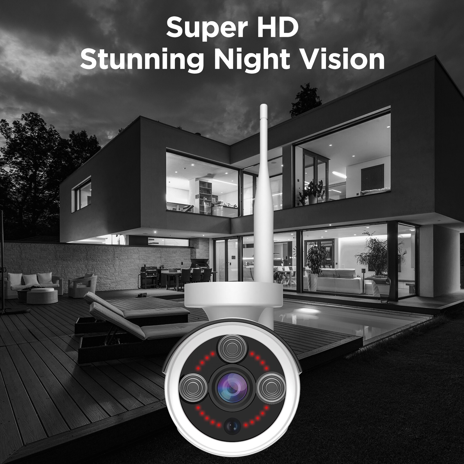 3MP Wireless Security Camera System 10CH NVR Motion Detection, 24/7 Recording