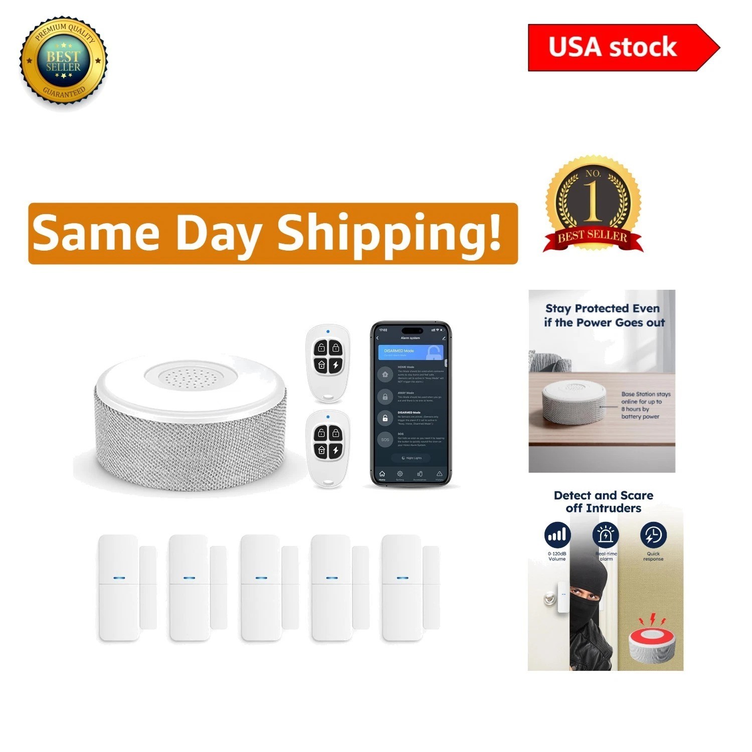 Effortless Home Security – 8-Piece WiFi Alarm System with Mobile App Alerts
