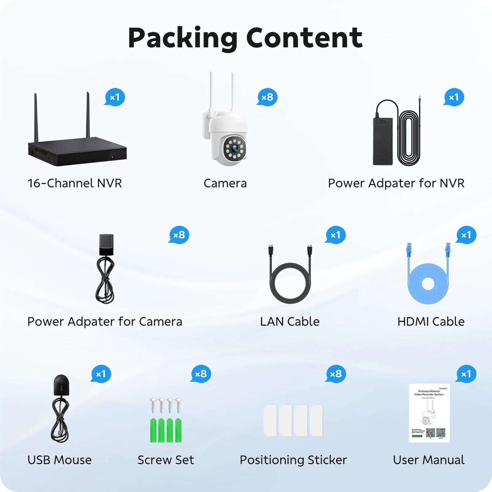 ?8Pcs PTZ Cameras &16CH 4K NVR Wireless System Security Camera 24/7 Record US