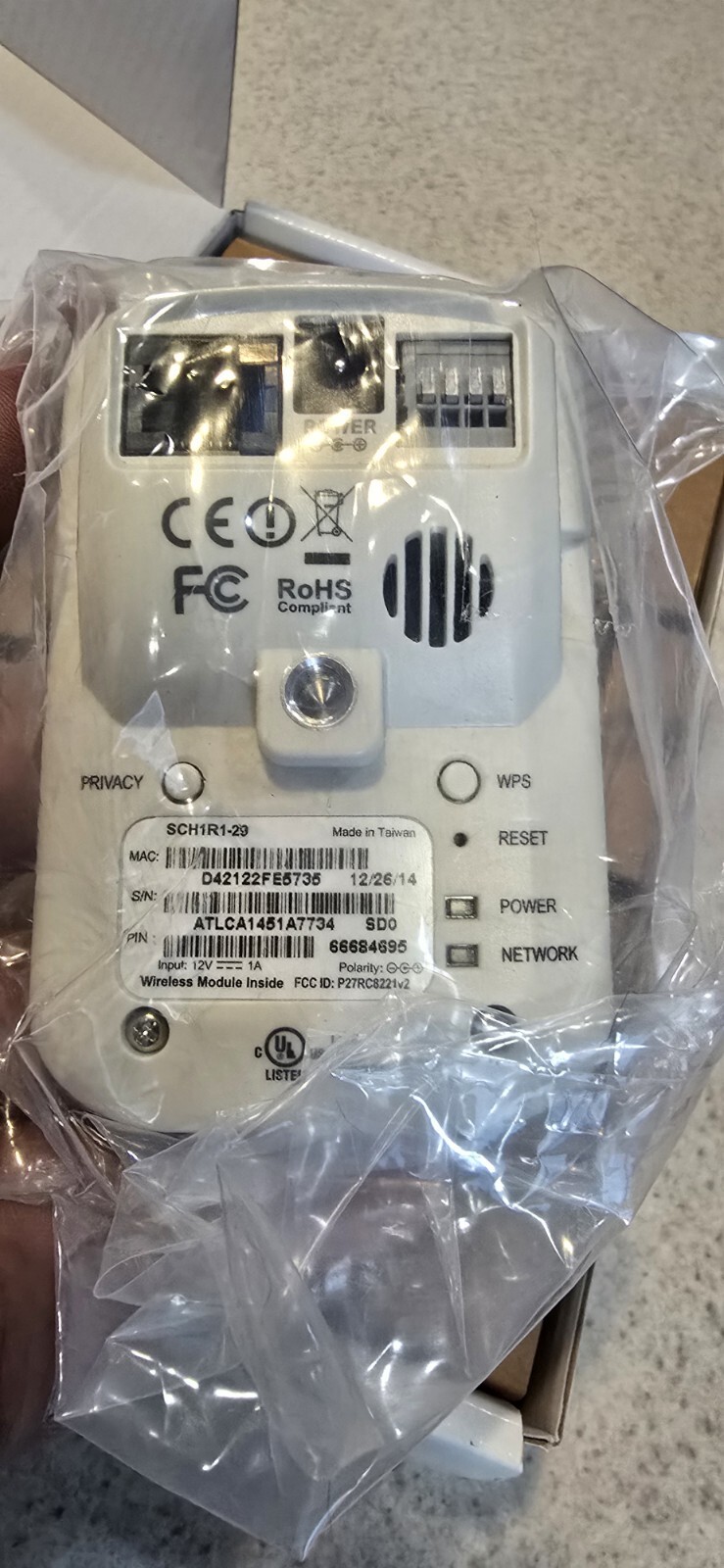 LifeShield SCH1R1-29 White & Black Wired SCH1R0 Camera with Stand & Power Cable