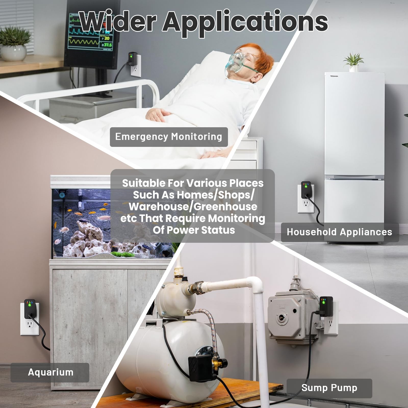 Smart WiFi Power Outage Alarm Fridge Freezer Sump Pump Alert 110dB App